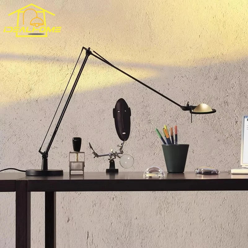 Decorbites™ Industrielles Schwarz/Chrome LED Schalterarm Schreibtischleuchte mit einstellbarem Arm