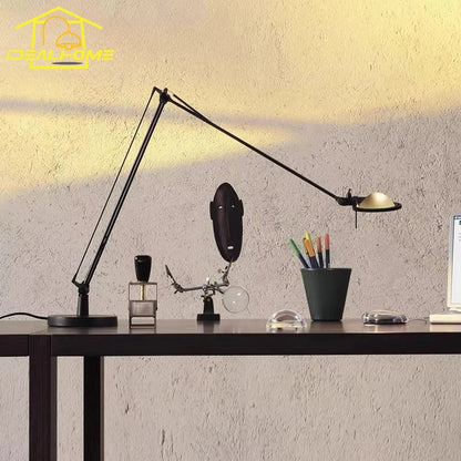 Decorbites™ Industrielles Schwarz/Chrome LED Schalterarm Schreibtischleuchte mit einstellbarem Arm