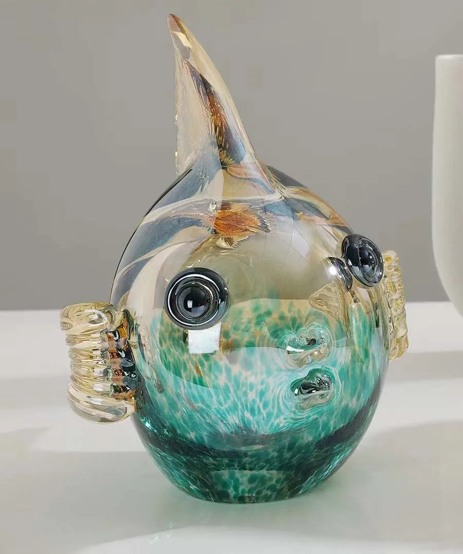Decorbites™ Handgeblasene Glasfisch-Figur Kristallskulptur Wohnungsdekoration Geschenk Fengshui-Ornament