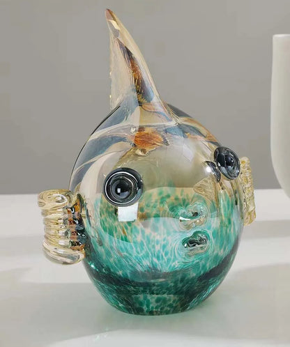 Decorbites™ Handgeblasene Glasfisch-Figur Kristallskulptur Wohnungsdekoration Geschenk Fengshui-Ornament