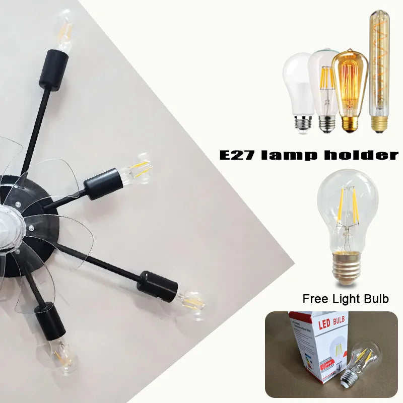 Decorbites™ Industrieller Deckenventilator mit Fernbedienung und LED-Lichtern