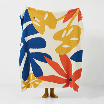 Decorbites™ Blatt-Jacquard-Gestrickte Decke - Weiche, flauschige Baumwolldecke für Wohnzimmer, Sofa, Bett