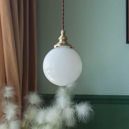 Decorbites™ Cremeglas-Kugel-LED-Hängeleuchte für Küche und Wohnzimmer im nordischen Vintage-Stil aus Kupfer