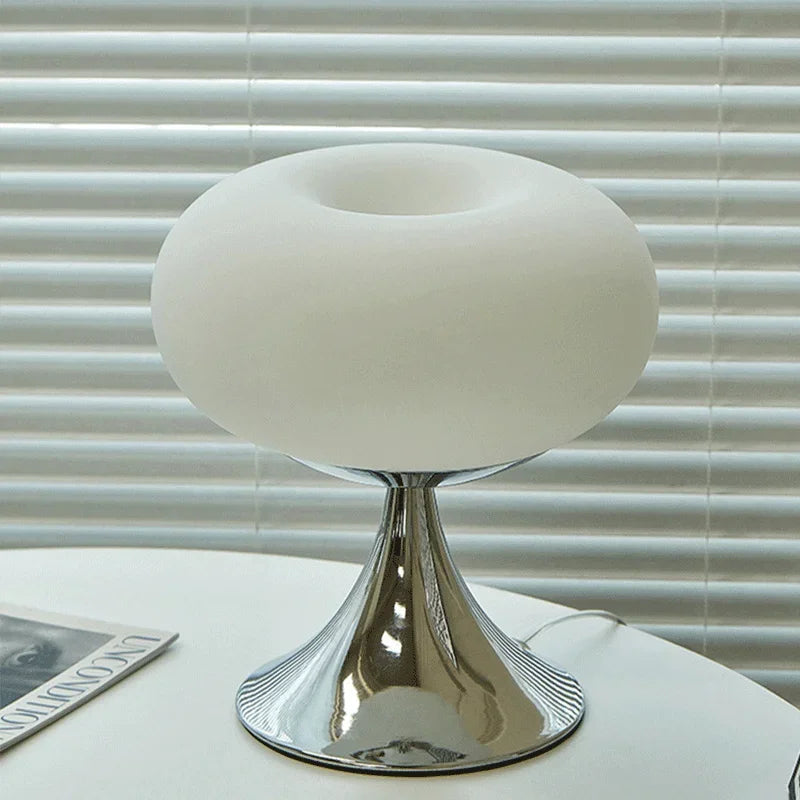 DecorBites™ Glass Bauhaus LED Table Lamp for Warm Living Room, Bedroom, Study & Work