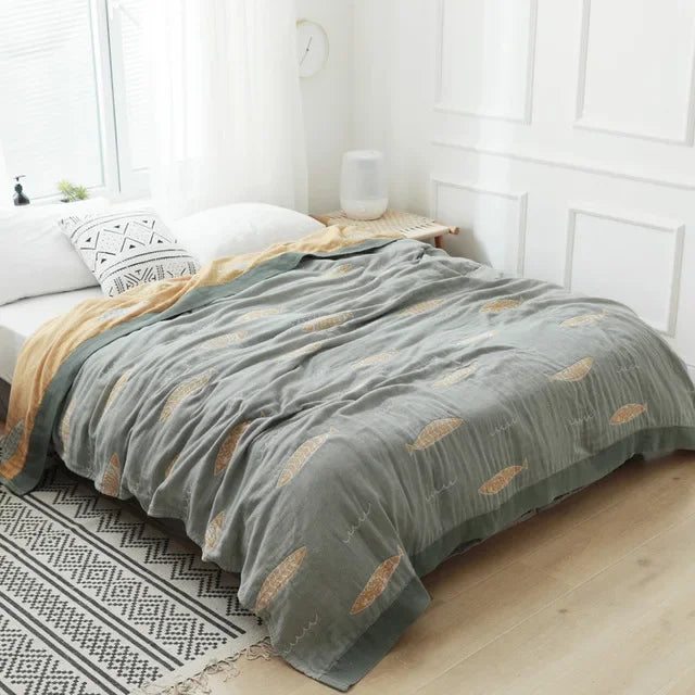 Decorbites™ Baumwoll-Gaze-Handtuch-Wurfdecke - Weiche und gemütliche Bettdecke für alle Jahreszeiten