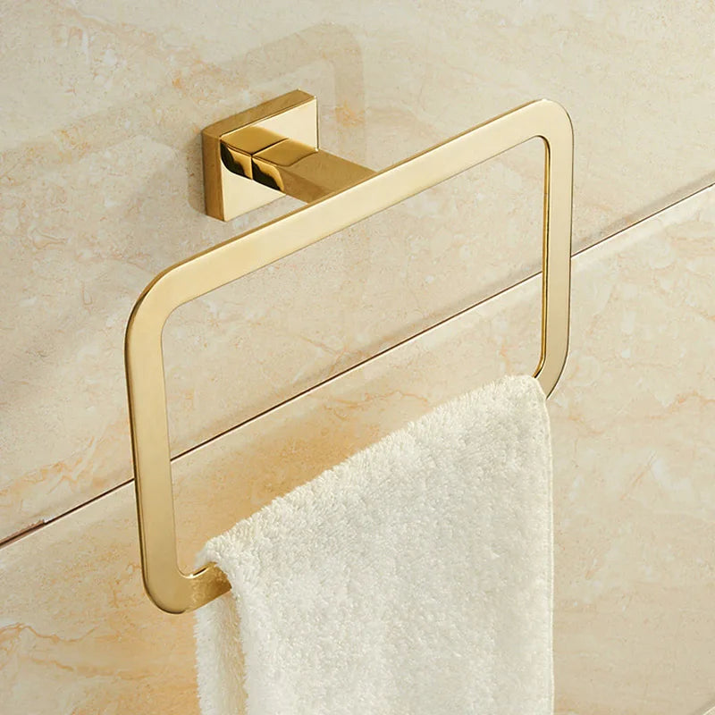 Decorbites™ Gold Messing Badezimmer-Armaturen 4-Teile-Set: Handtuchhalter, Handtuchring, Toilettenpapierhalter, Bademantel-Haken