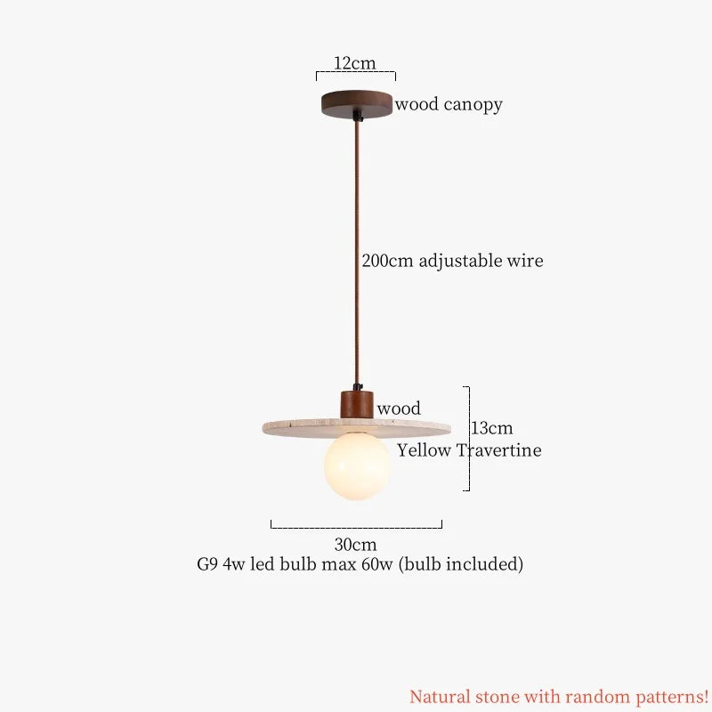 Copper Vintage Pendant Light Travertine Stone
