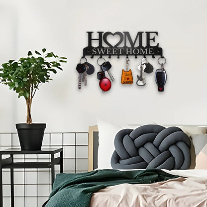 Black Metal Keys Holder With 10 Hooks