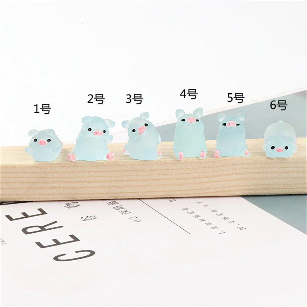 Decorbites™ Kawaii-Schweinchen-Miniaturen Terrarien-Figuren 6 Stk. Bastelarbeiten Heimdekoration