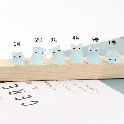 Decorbites™ Kawaii-Schweinchen-Miniaturen Terrarien-Figuren 6 Stk. Bastelarbeiten Heimdekoration