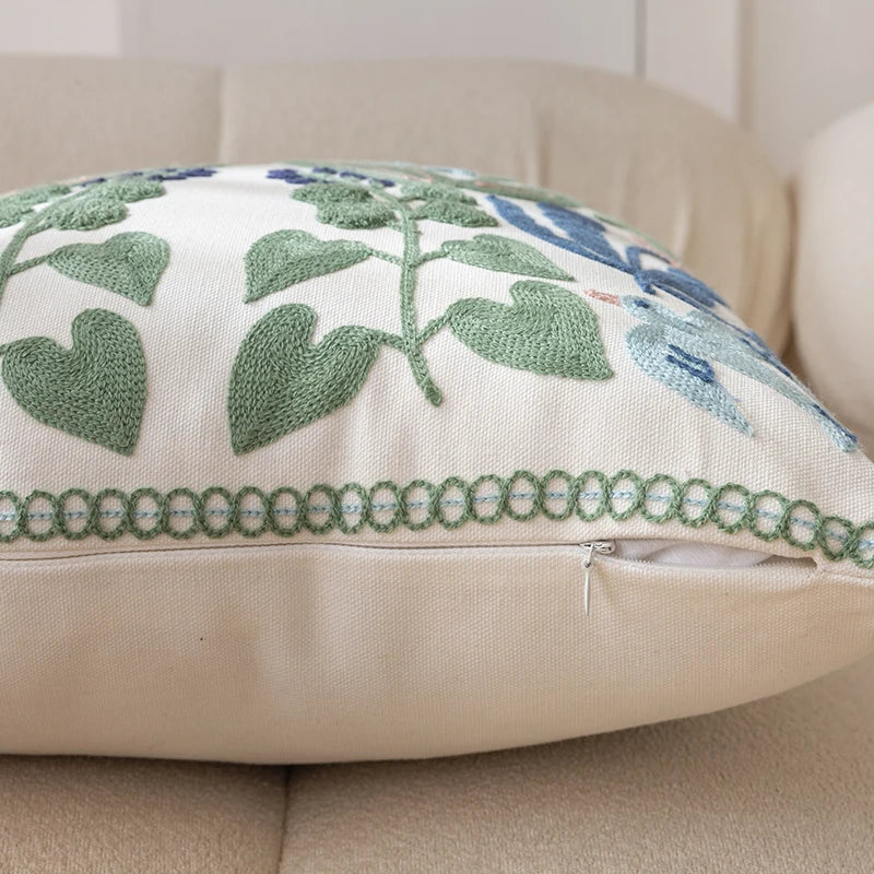DecorBites™ Embroidered Floral Office Cushion Pillowcase - 45x45CM