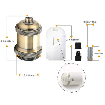 Decorbites™ E27 Vintage Kupfer Chrom Messing Lampensockel Aluminium Lampenfassung