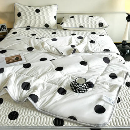 DecorBites™ Double-Sided Cool Comforter Set: Ice Silk Duvet, Fitted Sheet, Pillowcase