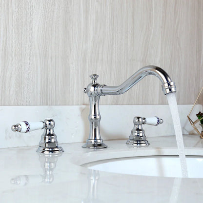 Decorbites™ Dualeinhebel-Waschbeckenarmatur aus massivem Messing in Chrom mit antiker schwarzer Finish