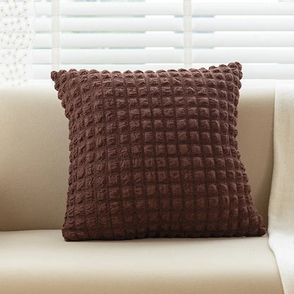 DecorBites™ Cream Style Elastic Puff Plaid Cushion Cover 45*45CM Home Decor
