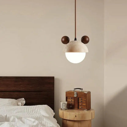 Decorbites™ Sahneglas-LED-Hängeleuchte Modern Holz Gelber Travertin-Hängeleuchte