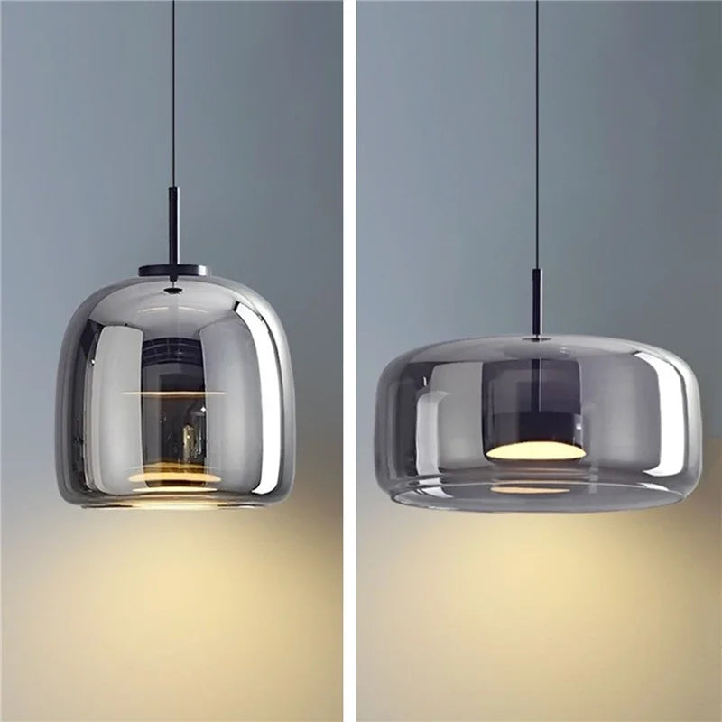 Decorbites™ Glas-Schalen-Kronleuchter: Moderne nordische LED-Rauch-Glasleuchte für Esszimmer, Bar – Innenraum-Dekorationsbeleuchtung