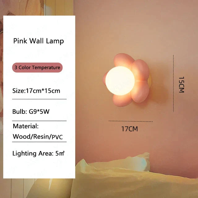 Decorbites™ Kinder Blüten Harz Wandlampe LED G9 Birne Weiß Rosa Kreative Schlafzimmerdekoration