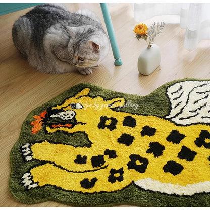 Decorbites™ Flying Tiger Leopard Handgeknüpfter Teppich 50x100 cm Luxuriöser Tiergeformter Teppich