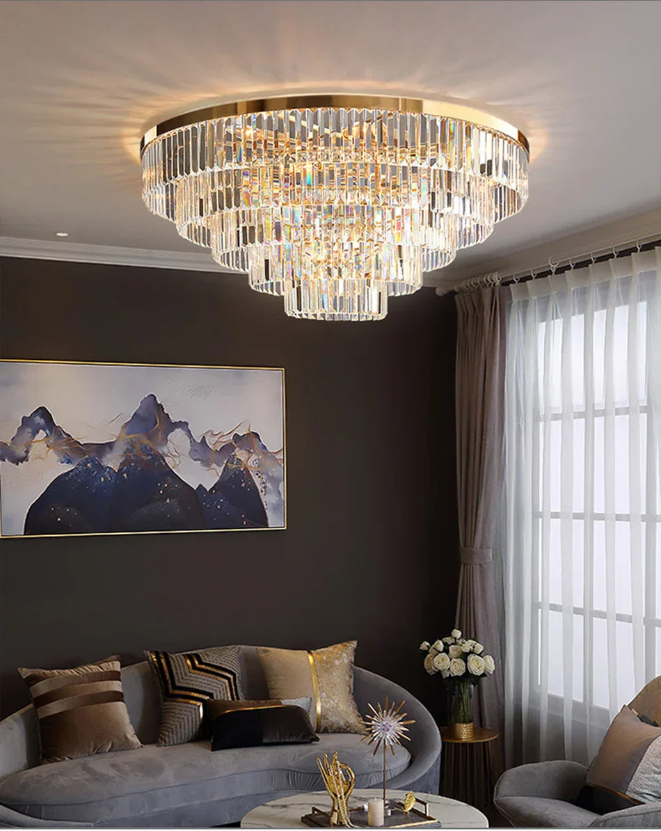 Gold Crystal Ceiling Fixture 60cm Diameter