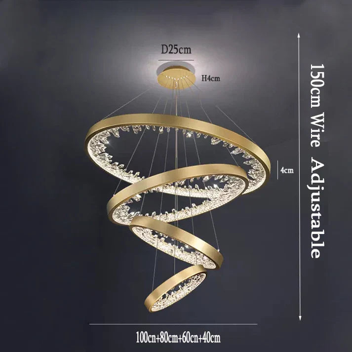 DecorBites™ Crystal LED Chandelier Circle Hanging Lamp - Modern Luxury Dimmable Lighting