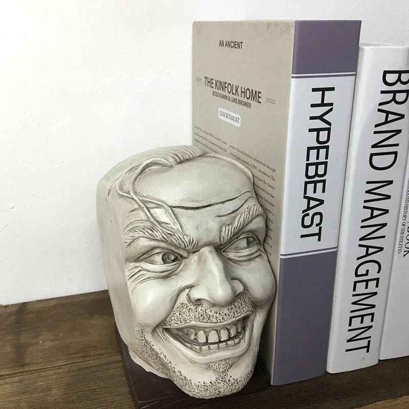 Decorbites™ Johnny-Statue Bücherregal-Buchstütze Lustiges-Gesicht Heimdekoration Schreibtisch-Ornament