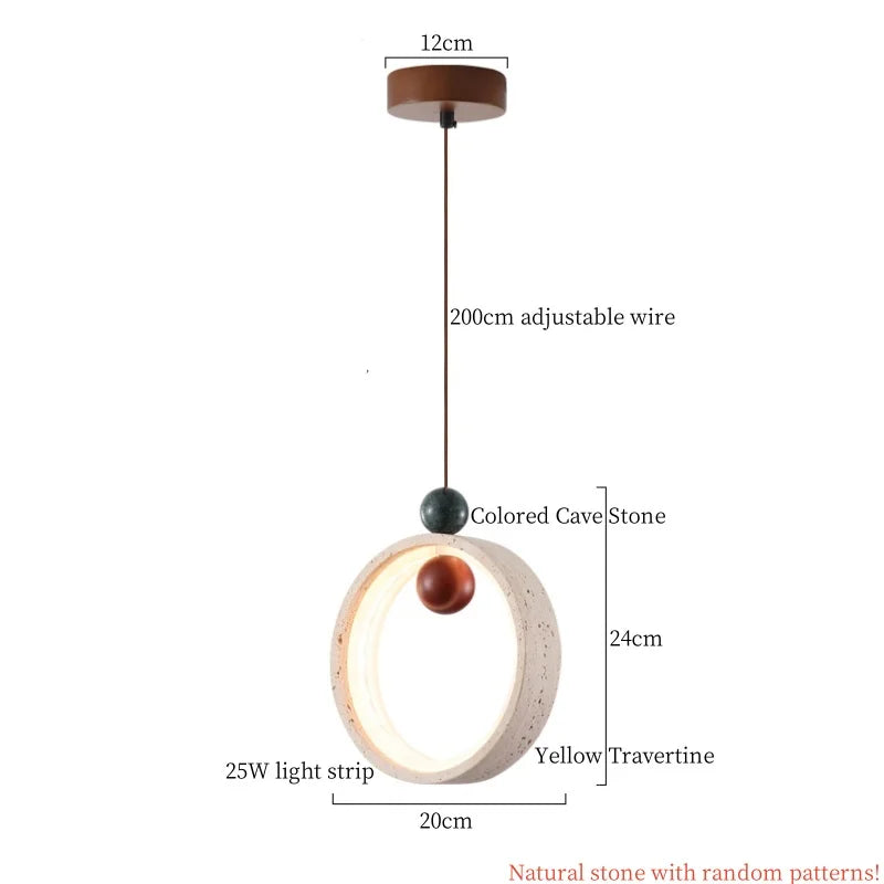 Copper Vintage Pendant Light Travertine Stone