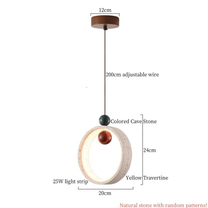Decorbites™ Japanischer Stein-LED-Pendant-Lampe Gelber Travertin Wabi-Sabi Hängelampe