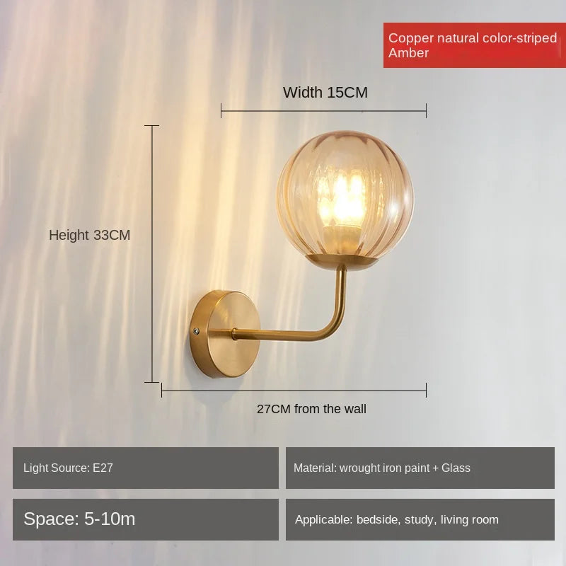 Decorbites™ Glasball-LED-Wandleuchte: Gold Nordisch Minimalistische Wandlampen Beleuchtung Schlafzimmer-Dekor-Armaturen