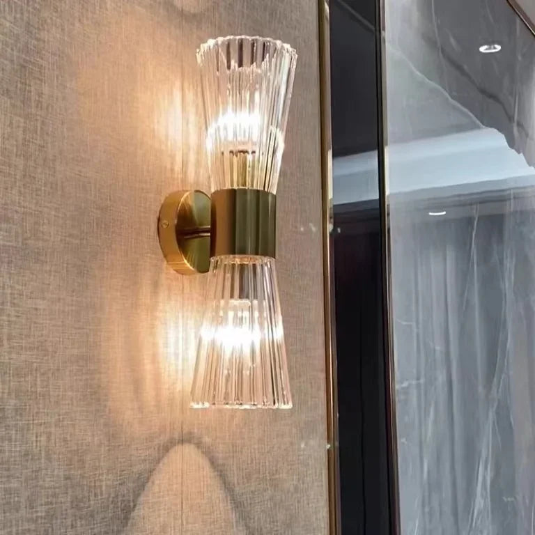 Gold Shimmering Crystal Wall Sconce For Bedroom