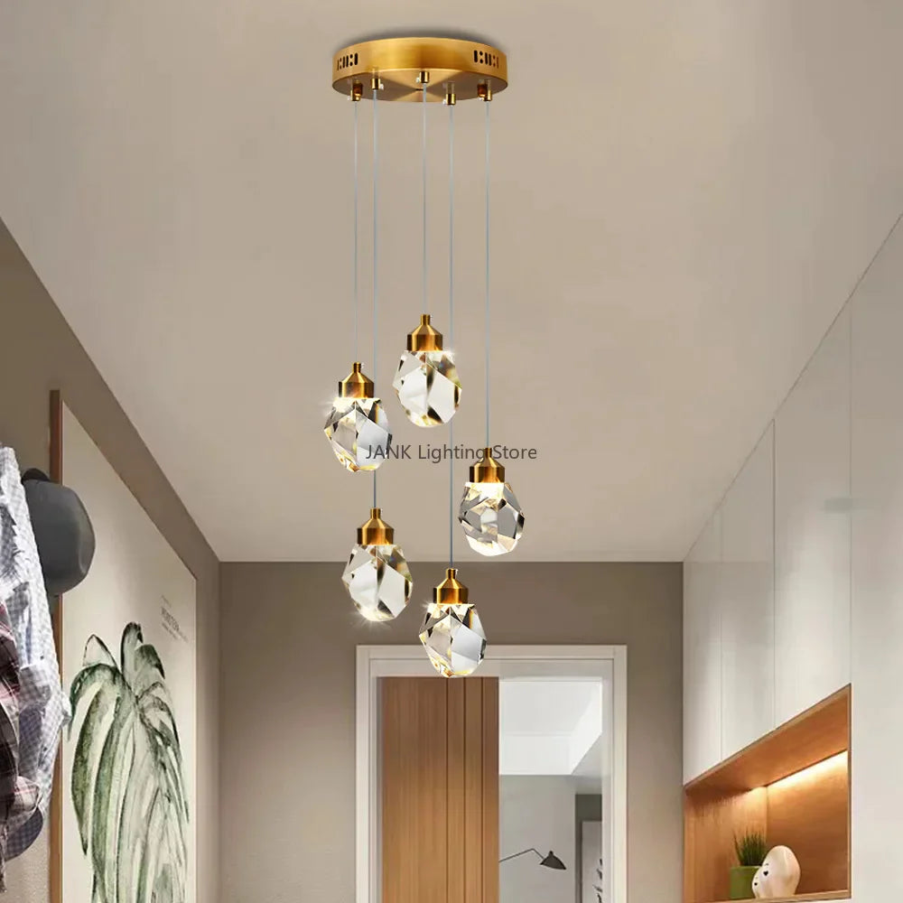 Decorbites™ K9-Kristall-Esszimmer-Lüster: Golddraht-Hängelampen für Schlafzimmer, Balkon, Barraum