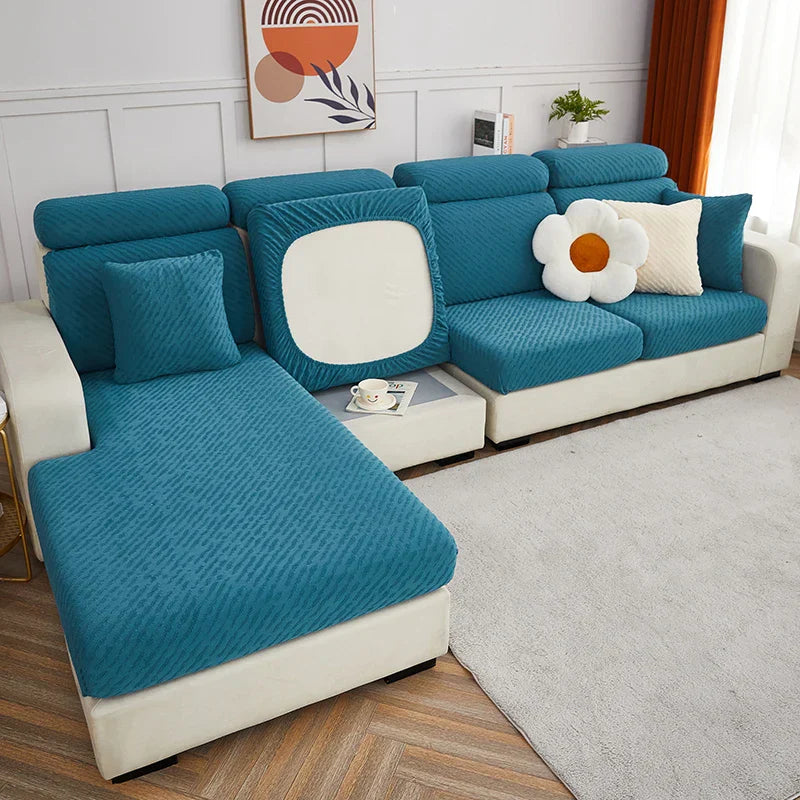 DecorBites™ Jacquard L Sofa Seat Cover Protector: Stretchable, Washable, Thick Slipcovers