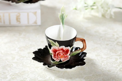 Decorbites™ Emaille-Rosen-Pfingstrosen-Blumen-Kaffeetasse Hochzeits-Geburtstagsgeschenk