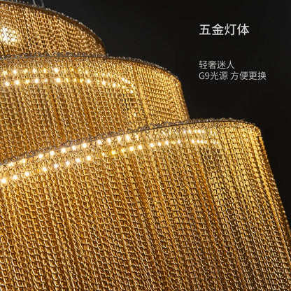 Decorbites™ Gold/Silber Aluminium-Ketten-Kronleuchter – Luxuriöse Dekoration für Wohnzimmer, Halle und Hotel