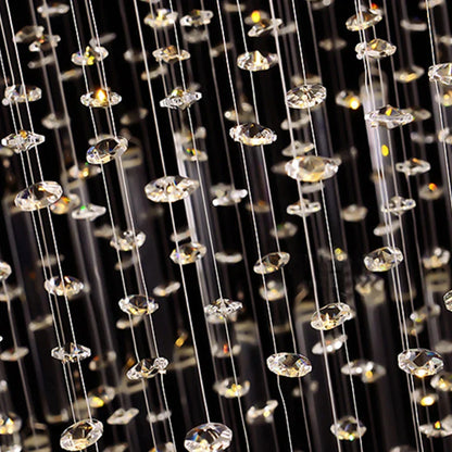 DecorBites™ Crystal Columnar Chandelier: Modern Square Base Hanging Lamp for Living Room, Stair, Loft