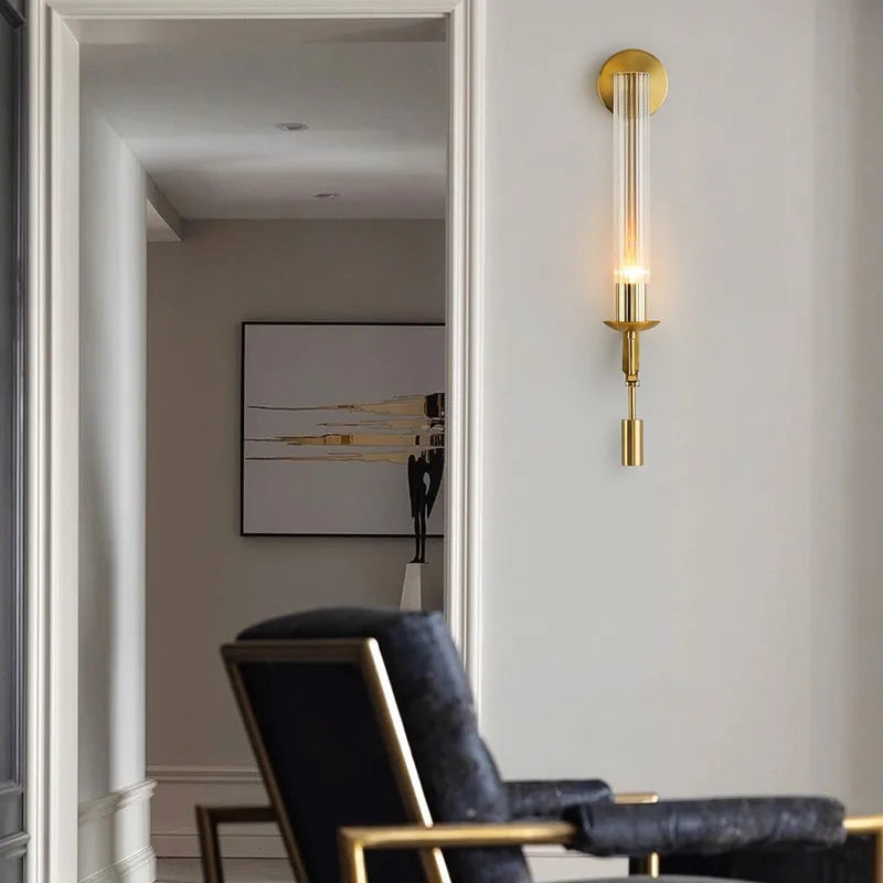 Gold Glass Wall Sconce Nordic Style Living Areas