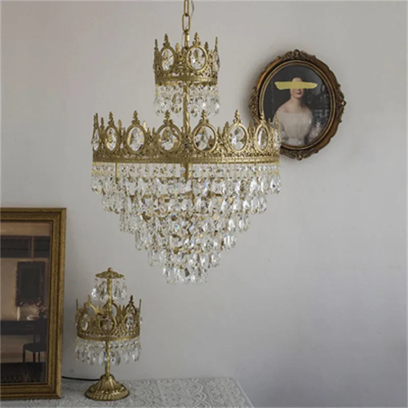 Decorbites™ Kristallkrone-Kronleuchter LED-Hängeleuchte für Wohnzimmer und Schlafzimmer – Moderne Luxus Vintage Französische Beleuchtung
