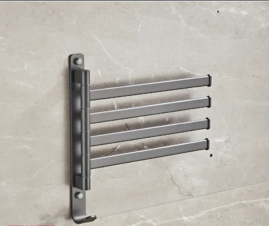 Decorbites™ Grauer Aluminium-Drehhandtuchhalter: Wandmontierter klappbarer Badehandtuchhalter