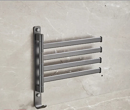 Decorbites™ Grauer Aluminium-Drehhandtuchhalter: Wandmontierter klappbarer Badehandtuchhalter