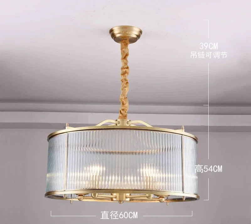 Decorbites™ Glasleuchter: Golden Kupfer Luxus-Deckenpendellampe für das Wohnzimmer