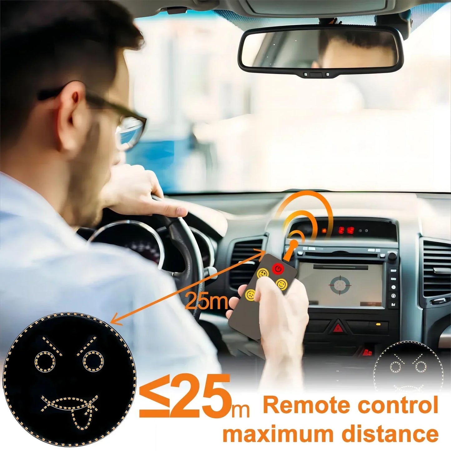 Decorbites™ Lustiges Emoticon-LED-Schild mit Fernbedienung für die Rückscheibe des Autos