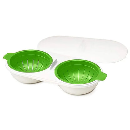 DecorBites™ Egg Boiler Silicone Poacher Cooker Double Layer Cup Draining Cooking Tools