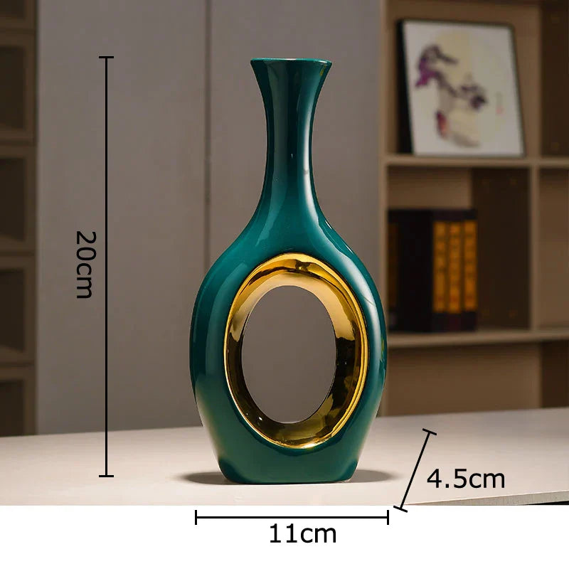 Gold Ceramic Floral Vase