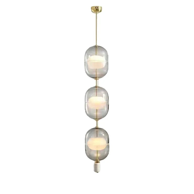 Decorbites™ Klar Grauer Bernstein Glas Anhängerleuchte mit Marmor Gold Metallfinish