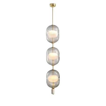 Decorbites™ Klar Grauer Bernstein Glas Anhängerleuchte mit Marmor Gold Metallfinish