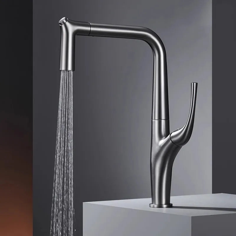 DecorBites™ Black 3 Way Kitchen Faucet with Water Filter, Deck Mounted Brass Sink Mixer