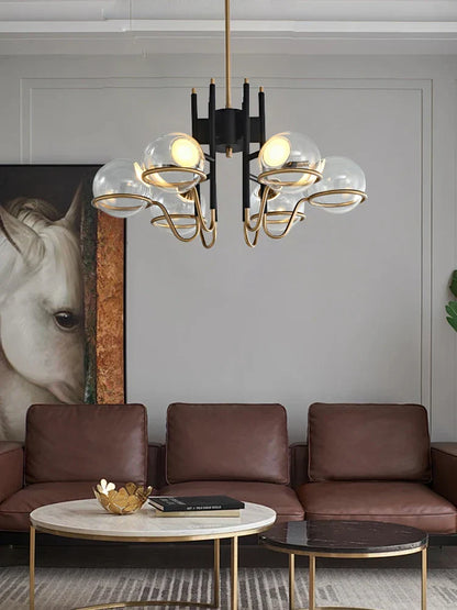 Decorbites™ Klare Glas-Kugel-Deckenpendellampe Luxuriöse Nordische Pendelleuchte Schwarz Gold Dimmbare