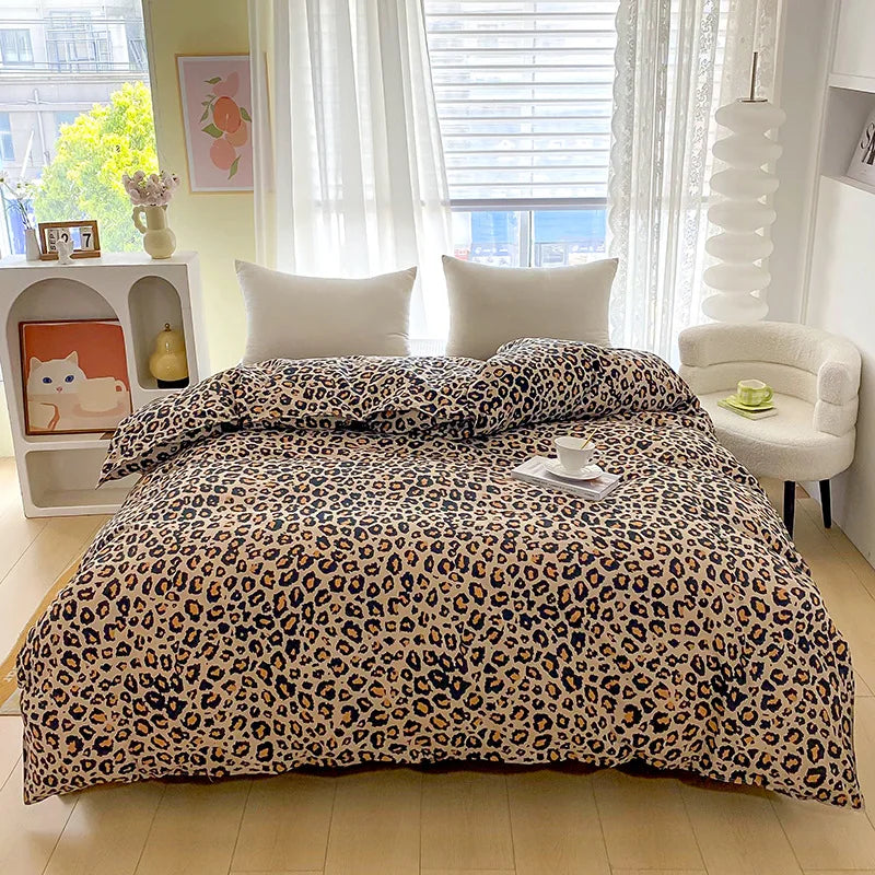 Decorbites™ Leopard-Print-Weichbettwäsche-Set Bettbezug-Kit - Hohe Qualität, hautfreundlich, bequem
