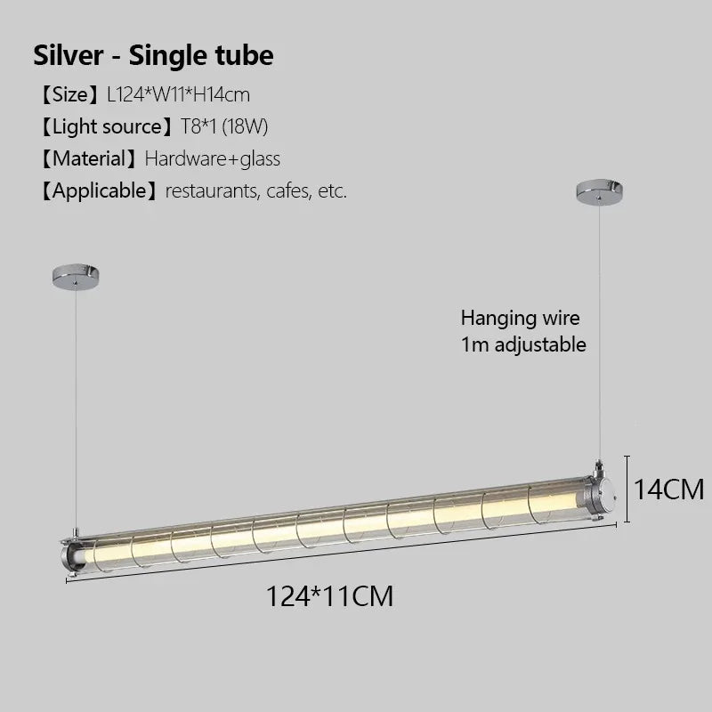 Retro Linear Glass Pendant Light In Polished Chrome