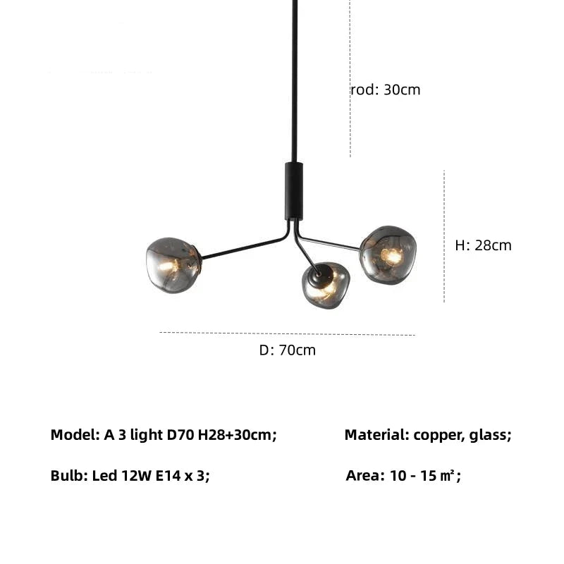 Decorbites™ Graue Lava-Glas-Hängeleuchte LED-Pendellampe Modernes Nordisches Design